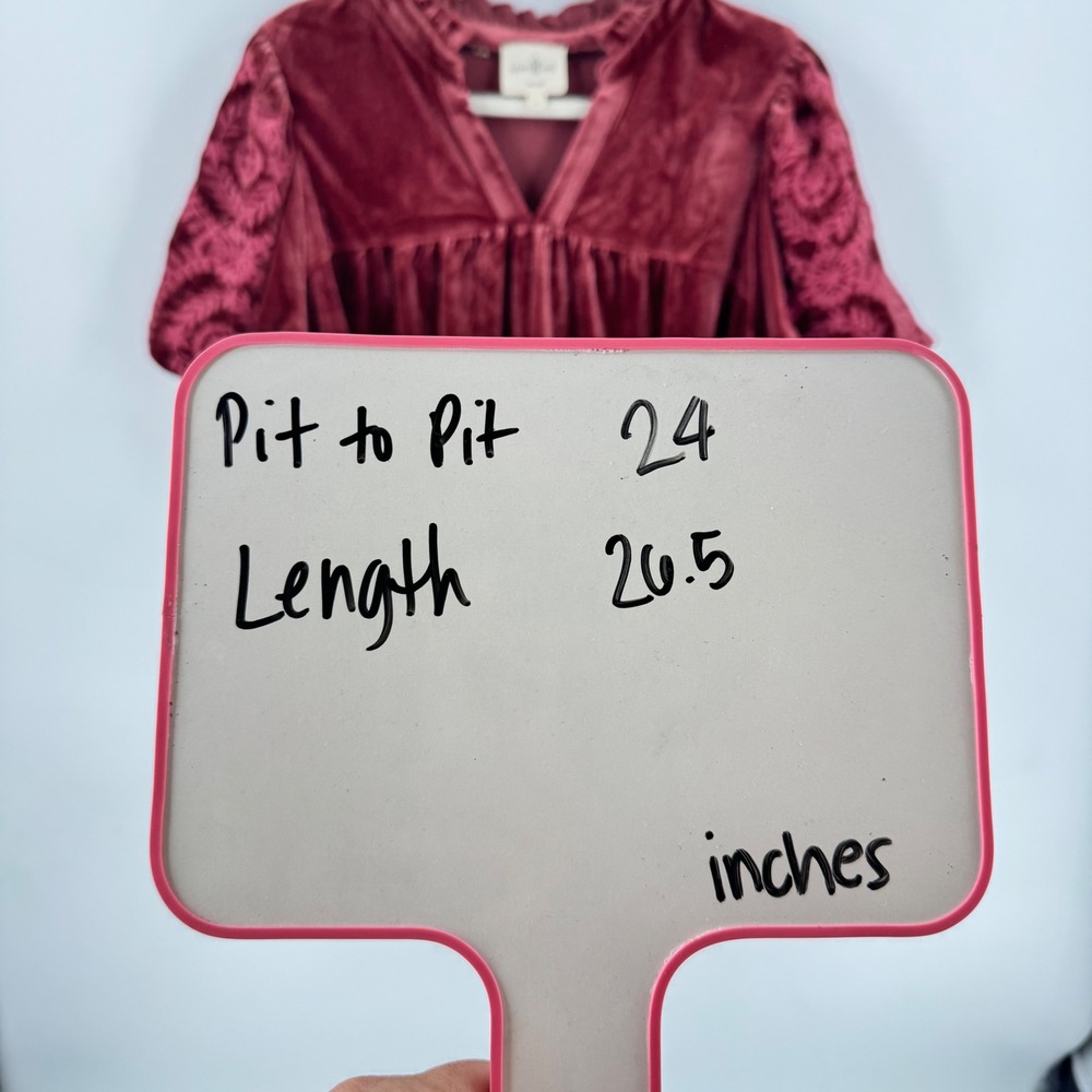 Umgee Velvet Top Burgundy Size L Boho Embroidered Puff Sleeve Victorian Romantic - Picture 8 of 9